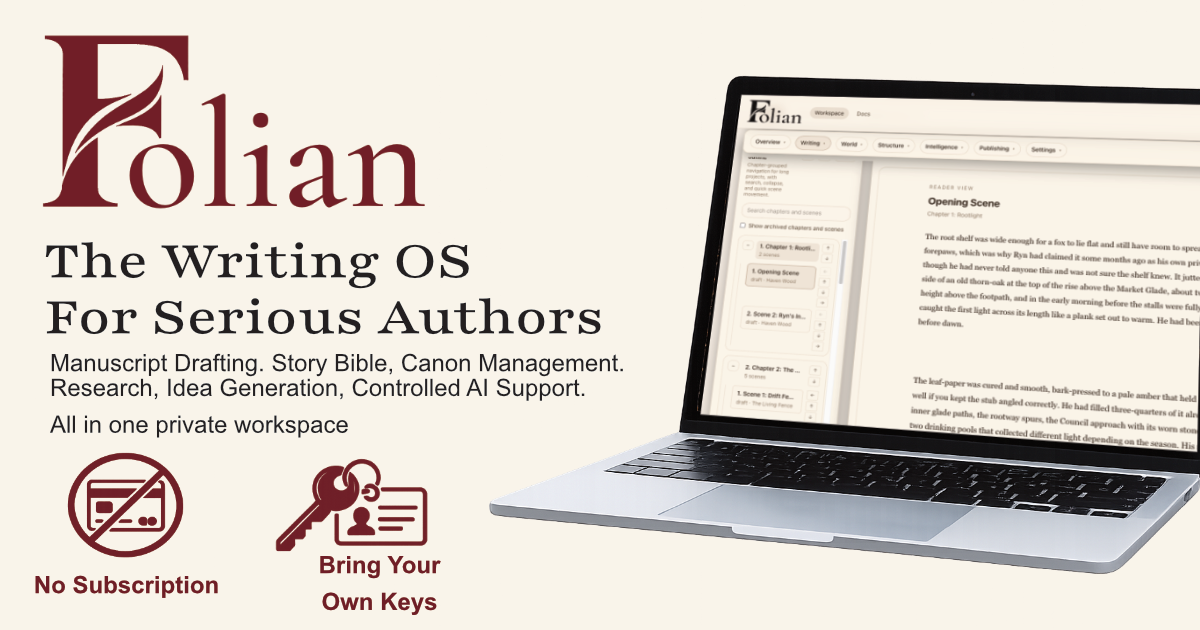I built a local-first Mac writing OS for novels, called Folian